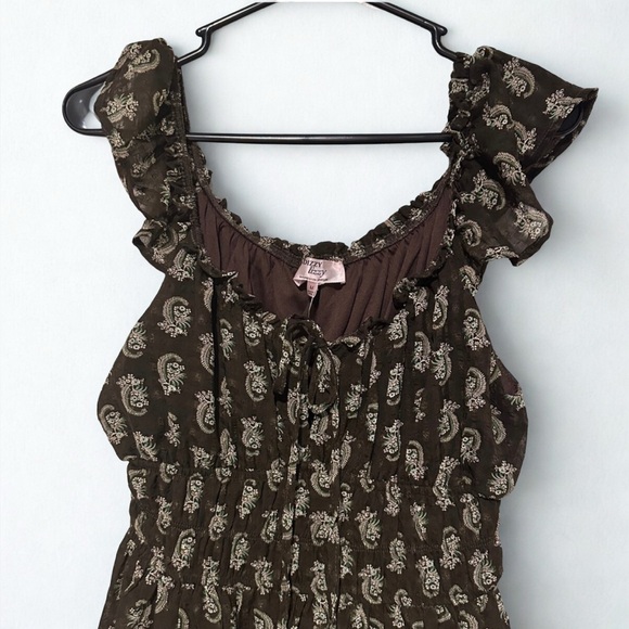 NWT! Dizzy Lizzie Brown Paisley Sheer with liner Midi Dress SZ M - Picture 2 of 4